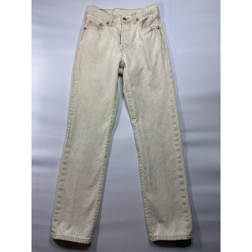 Levi's 501 Women's Straight Leg Button Fly Beige Denim Jeans - 25x30 (25x28.5)